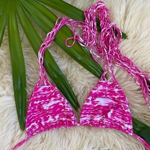 Mikoh Pink Print Coconut Crochet Top Small